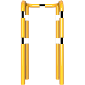 Anti-nudge hoop | double hoop | steel tube  76 mm | yellow / black | total width: 750 mm | height above ground: 1150 mm | for casting in concrete